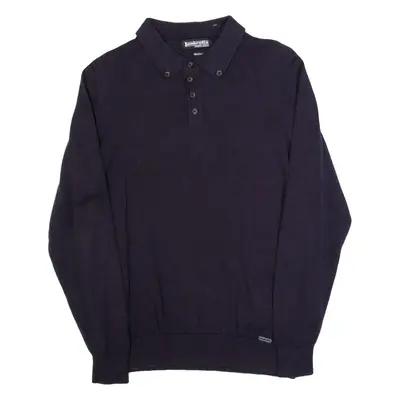 LAMBRETTA Mens Polo Shirt Blue Long Sleeve M