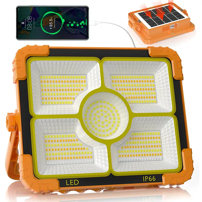 KERNOWO 12000mAh Solar Light, 466 LED 10000LM Magnetic Solar Work Light Fishing with 5 Modes, Portable Solar Power Bank, lP66...