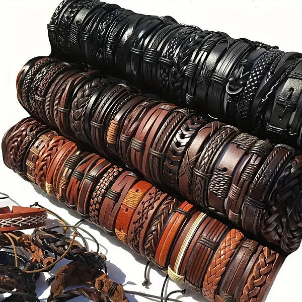PU Leather Cord Bracelets for Men Women