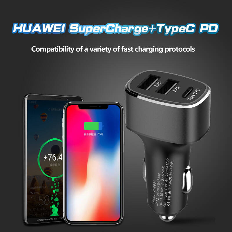 Car Fast Charger Dual USB TYPE C and PD QC 3.0 2.0