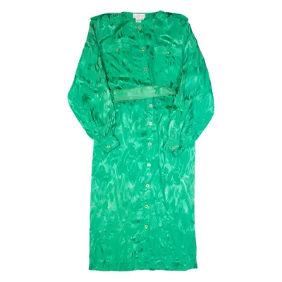 Y.LEV Womens Pencil Dress Green Silk 90s Crazy Pattern Midi M