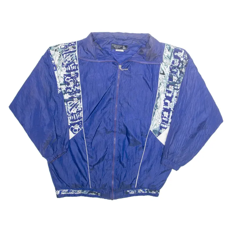 INTERNATIONAL BODYWEAR SPORT Womens Track Jacket Blue Floral S