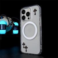 Cross Pattern Phone Case, Magnetic Anti-drop Acrylic Clear Phone Case, Phone Accessories Compatible with iPhone 16 15 14 13 1...