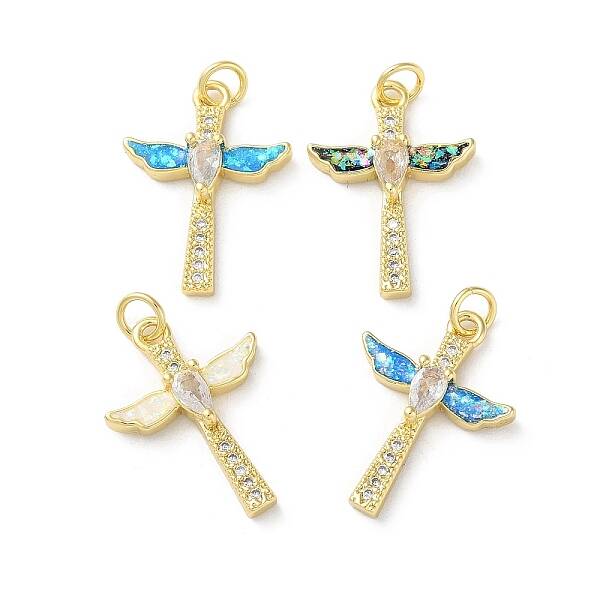 Brass Micro Pave Clear Cubic Zirconia Pendants