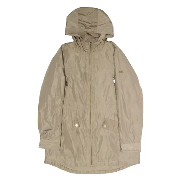 MICHAEL KORS Lightweight Womens Parka Coat Gold Hooded M