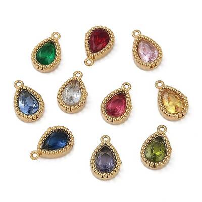 Ion Plating(IP) 304 Stainless Steel Micro Pave Cubic Zirconia Charms