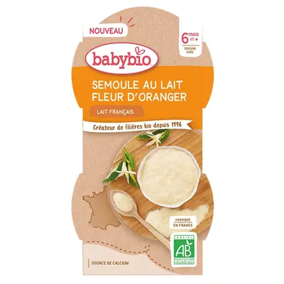Babybio Dessert Bowl 6 Months + Organic Orange Blossom Semolina 2X100G