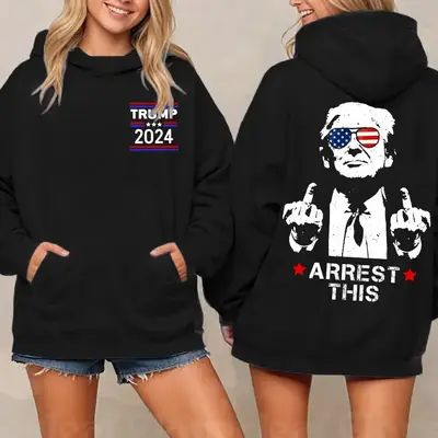 Donalddd Trumpppp Arrestt This Funny Hoodie 2024 Elections, Full Color, Full size, Cotton Unisex 2 sides Shirt For Men, For W...