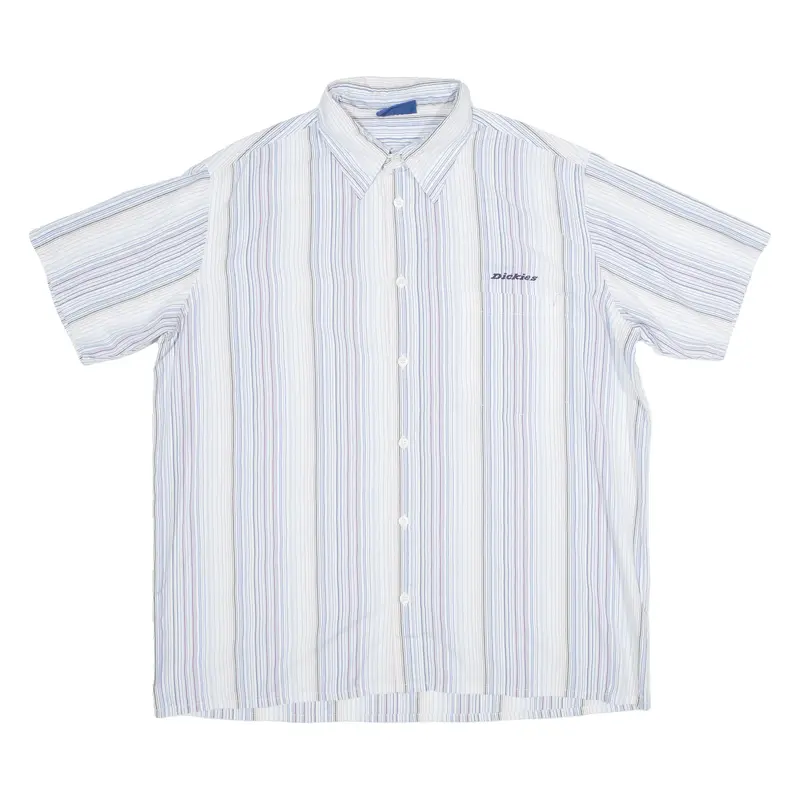 DICKIES Mens Shirt White 90s Striped 2XL