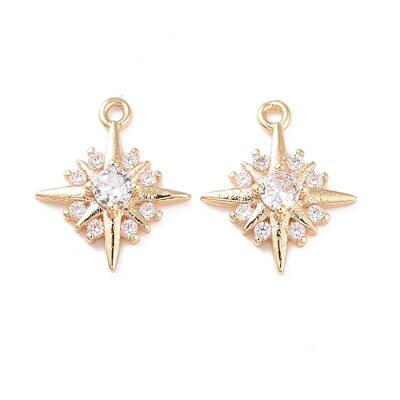Brass Micro Pave Clear Cubic Zirconia Charms