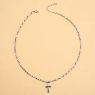 Stainless Steel Ball Chain Cross Pendant Necklaces for Women
