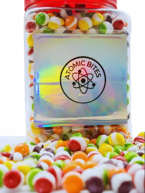OVER 1.5 POUNDS Freeze Dried Skizzle Atomic Bites JAR Candies Rainbow Flavor Candy