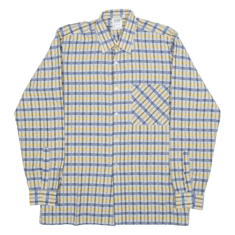 KANDAHAR CLUB Mens Shirt Yellow Check Long Sleeve M