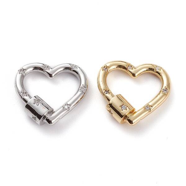 Brass Micro Pave Clear Cubic Zirconia Screw Carabiner Lock