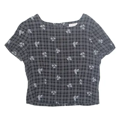 TALBOTS Womens Printed Top Black Check M