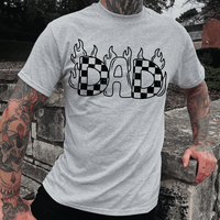 RTS DAD FLAME CHECKER SINGLE COLOR BLACK Screen Print transfers size ADULT 9X12.5  14-K