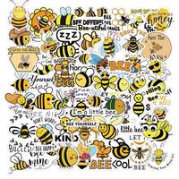 50pcs Cute Cartoon Bee Pattern Stickers, Multicolor Waterproof Stickers For Laptops Water Bottles Cars Skateboards Phone, DIY...