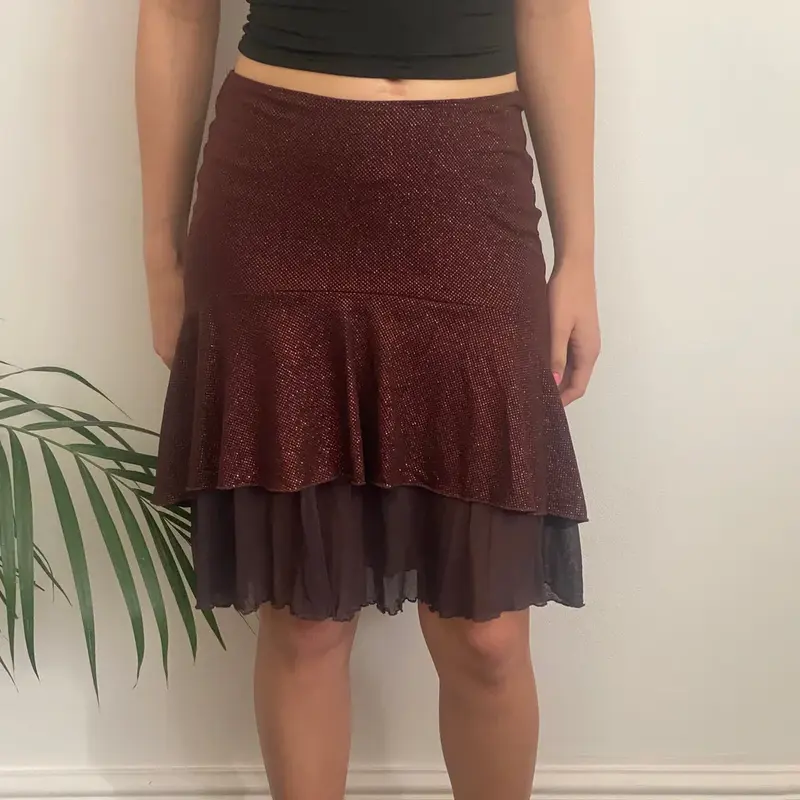 Unbranded Mini Skirt - 29W UK 10 Brown Nylon Blend