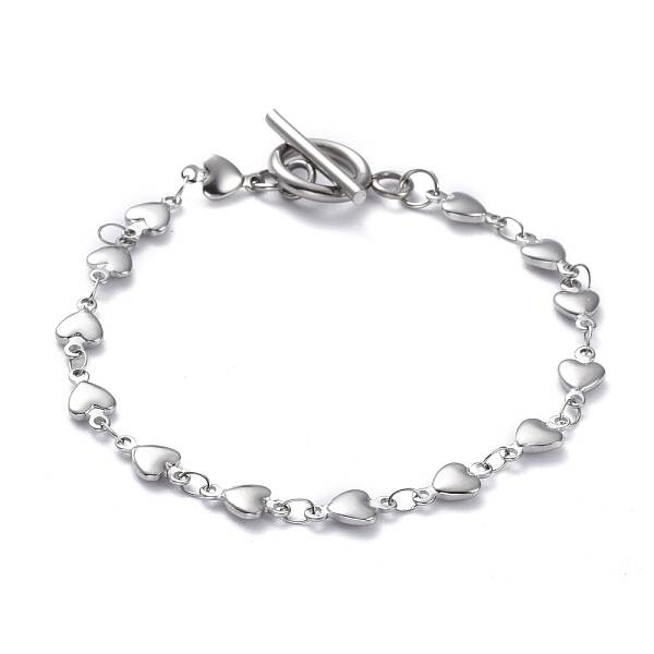 Tarnish Resistant 304 Stainless Steel Heart Link Chain Bracelets