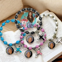 Cross Bracelet with Photo - Customizable Design, Stretch Feature, Available in Various Colors, Perfect for Keeping Loved Ones...