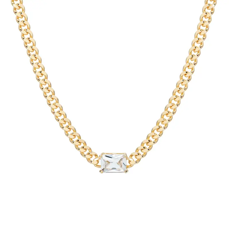 MEIITRUE 14K Gold Plated Cubic Zirconia Pendant Necklaces for Women, Hypoallergenic Fade-Resistant Cuban Link Choker Necklace...