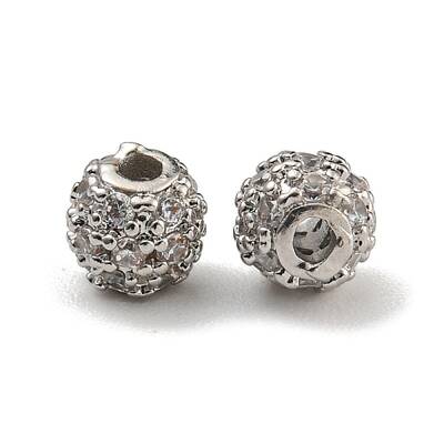 Rack Plating Brass Micro Pave Cubic Zirconia Beads