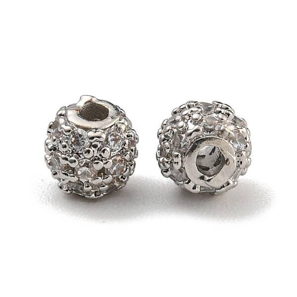 Rack Plating Brass Micro Pave Cubic Zirconia Beads