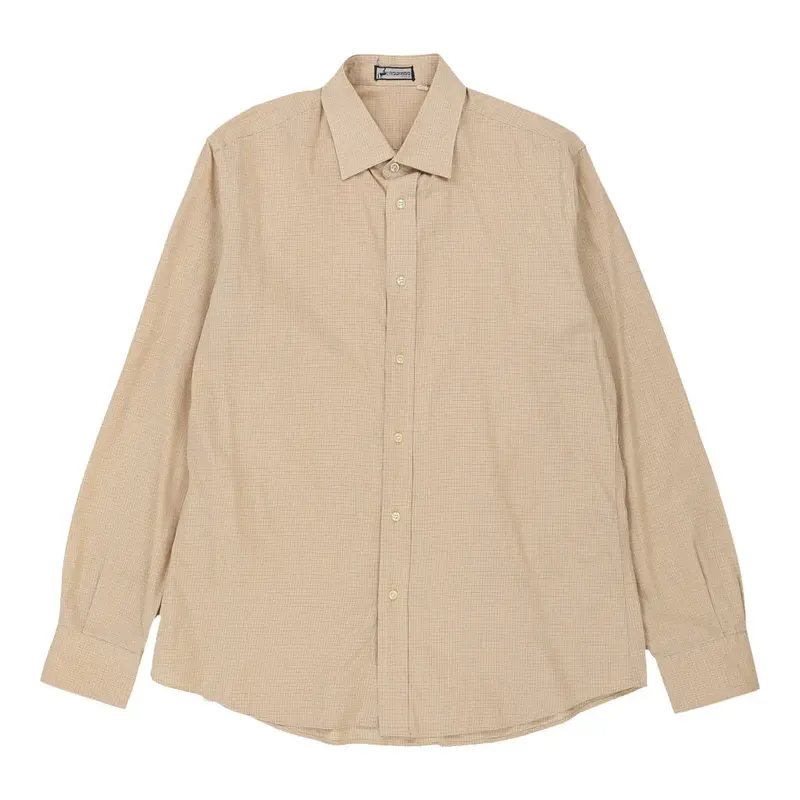 Rodrigo Checked Shirt - Large Beige Cotton