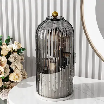 Makeup Brush Holder with Lid Cosmetic Organizer 360 Rotating Makeup Brushes Storage