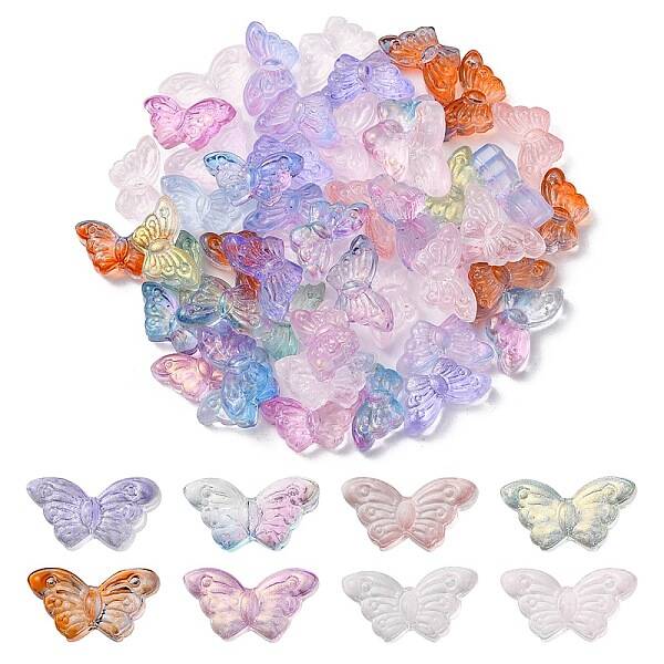 Transparent Spray Painted Glass Beads