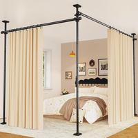 Adjustable Room Divider Curtain Rod - No Drill Bedroom Separator Tension Curtain Frame, Free-Standing Space Divider for Room ...