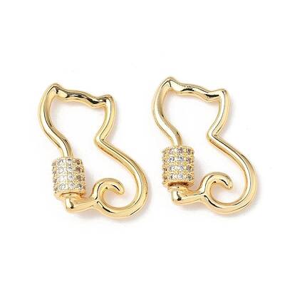 Brass Micro Pave Clear Cubic Zirconia Screw Carabiner Lock Charms