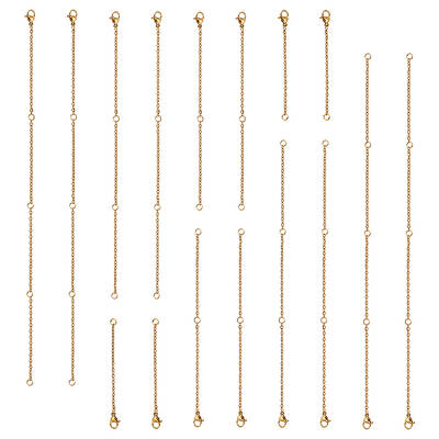 16Pcs 4 Style 304 Stainless Steel End Chains with Lobster Clasp and Jump Ring