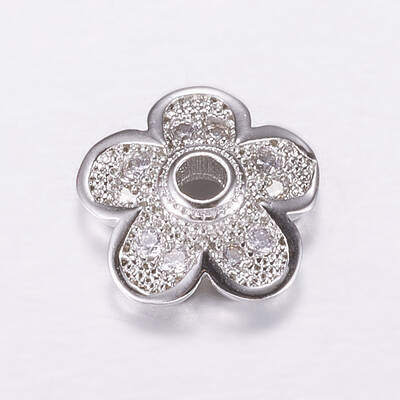 Brass Micro Pave Cubic Zirconia Bead Cap
