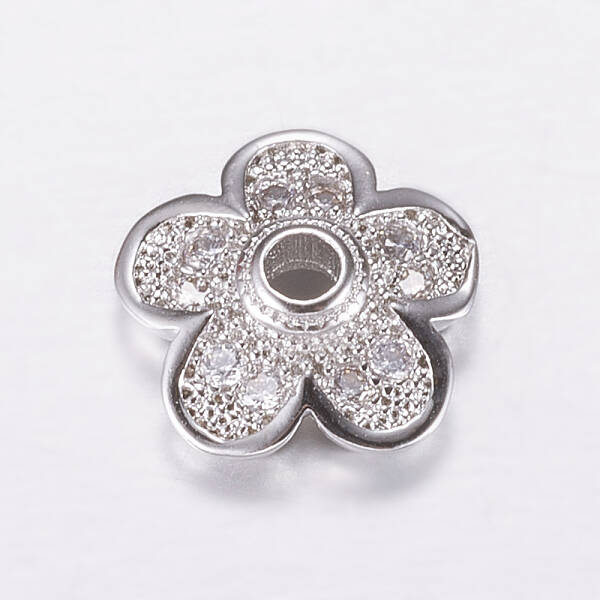 Brass Micro Pave Cubic Zirconia Bead Cap