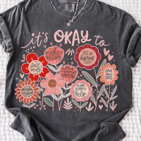 Comfort Colors It's Okay to boho floral Shirt ,Vintage Flower Shirt, Wildflower Tee, Woman Gift, vintage 90s graphic tees com...