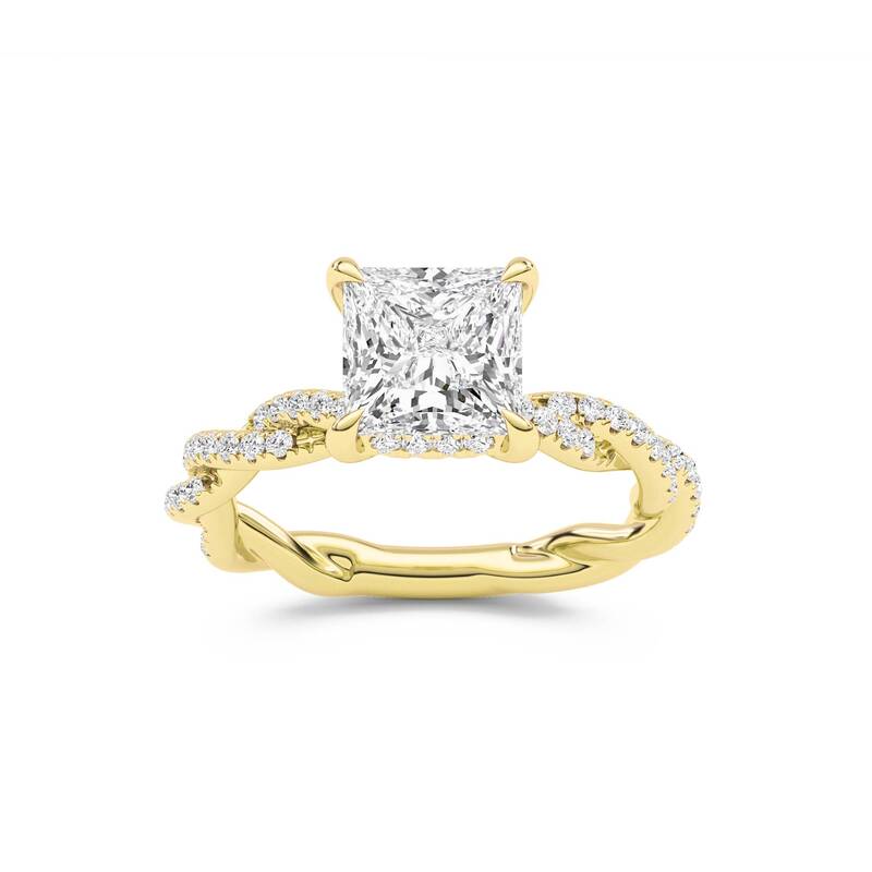 ChiraTan Princess Cut Lab Grown Diamond Engagement Ring | 18K Yellow Gold 3 7/8 CT. TW.