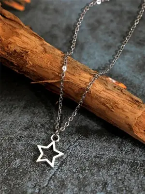 Vintage Star Pendant Necklace for Women, Minimalist Hollow Out Zinc Alloy Charm Adjustable Necklace for Gift, Clavicle Chain ...