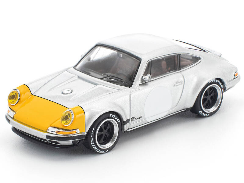 Singer 964 Silver Metallic with Yellow Front 1/64 Diecast Model Car by Pop Race