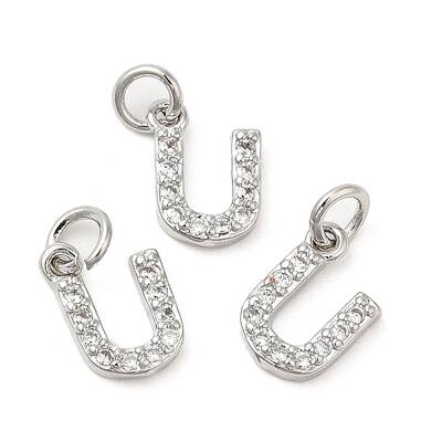 Brass Micro Pave Grade AAA Cubic Zirconia Charms