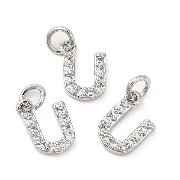 Brass Micro Pave Grade AAA Cubic Zirconia Charms