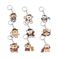 High Beauty Dog Acrylic Keychain Cartoon Pattem Bag Acrylic Decorative Pendant Women's V-Neck Lace Sleeve Tunic Blouse polyes...