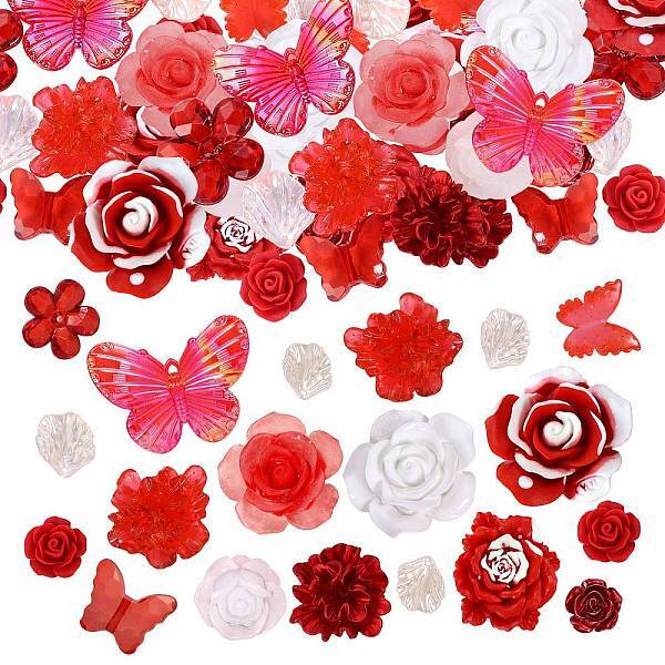 50G Resin Acrylic DIY Accessories Simulation Baroque Style Rose Halo Dyed Mixed Flower DIY Accessories