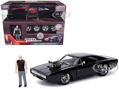 Model Kit Dodge Charger R/T Black and Dom Diecast Figure Fast & Furious Movie Build N Collect Series 1/24 Diecast Model Car b...