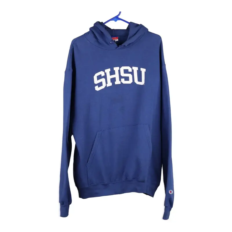 Champion Hoodie - Large Blue Cotton Blend