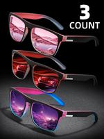 Unisex Pink Sporty Square Frame Polarized Sunglasses Set, Trendy Casual Tinted Lens Red Sunglasses for Everyday Use, Fashion ...