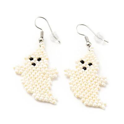 Glass Seed Braided Ghost Dangle Earrings