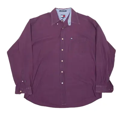 TOMMY HILFIGER Shirt Maroon Check Long Sleeve Mens L