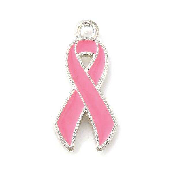 Breast Cancer Pink Awareness Ribbon Theme Alloy Enamel Pendants