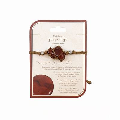 Natural Red Jasper Macrame Pouch Braided Bead Bracelet